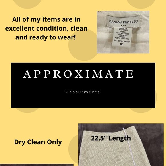 Banana Republic Yellow / Tan / White Tweed Skirt Size 12 - Picture 2 of 4